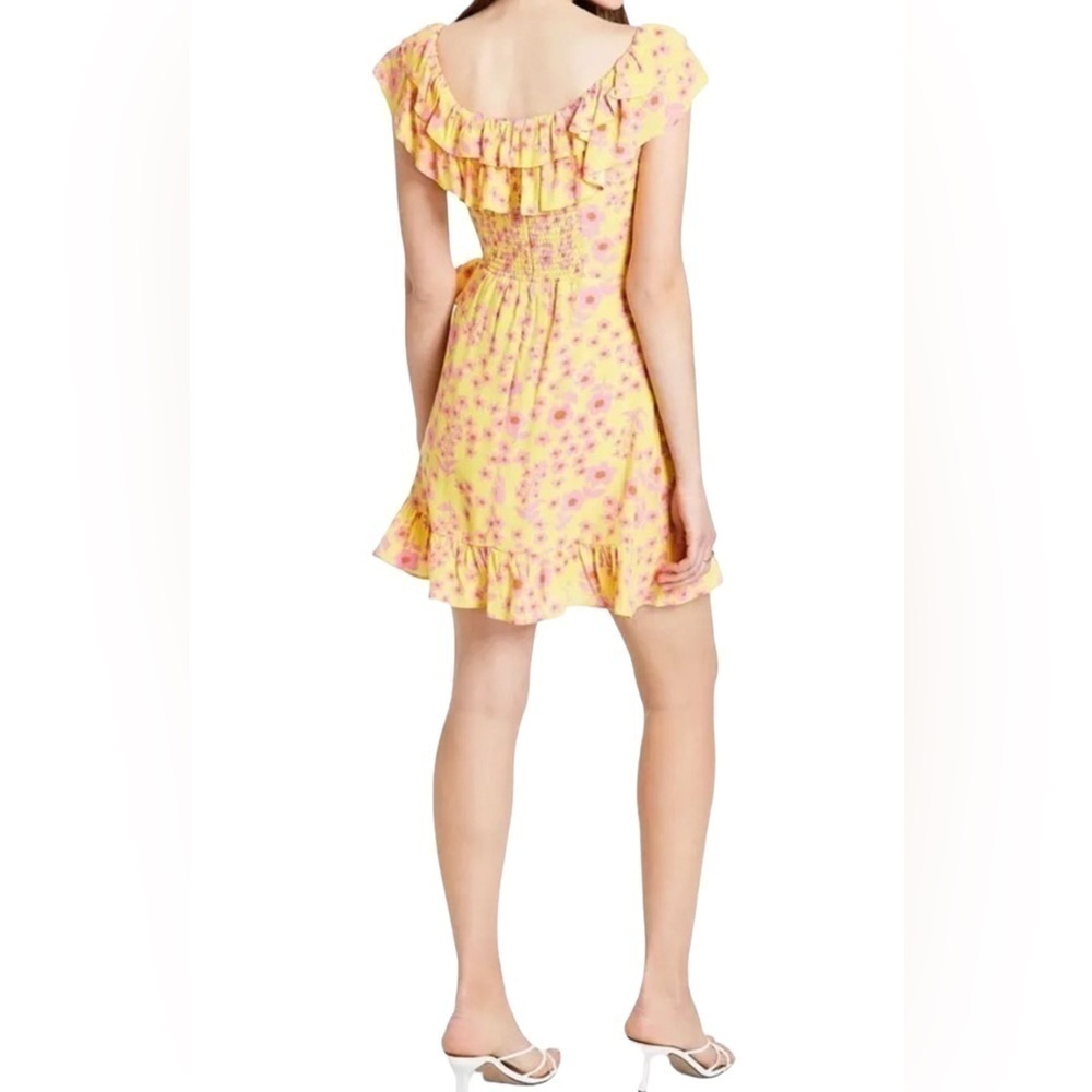 Floral Yellow Ruffle Dress - Picture 2 of 2